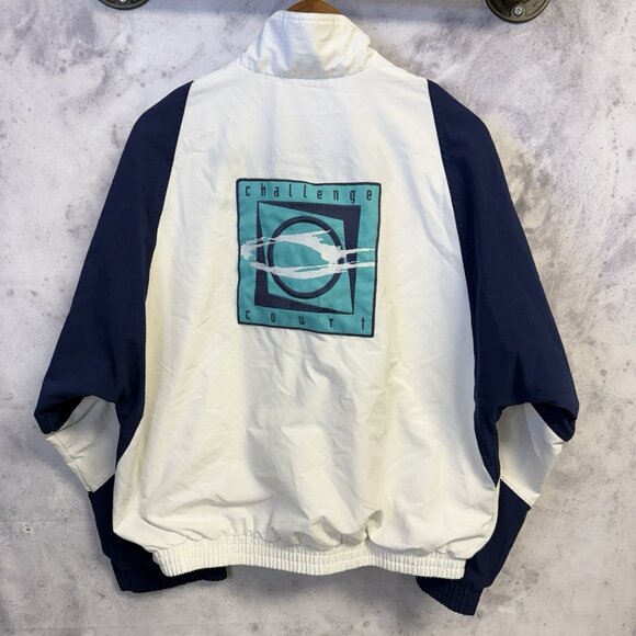 Vintage 90s Nike Challenge Court Tennis Jacket Mens Medium White Windbreaker Zip - Picture 2 of 15